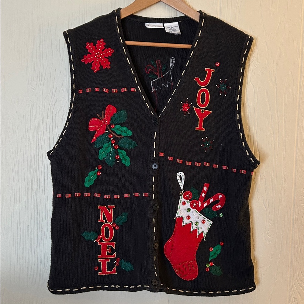 Ugly Christmas Sweater Vest Bobbie Brooks Women's XL